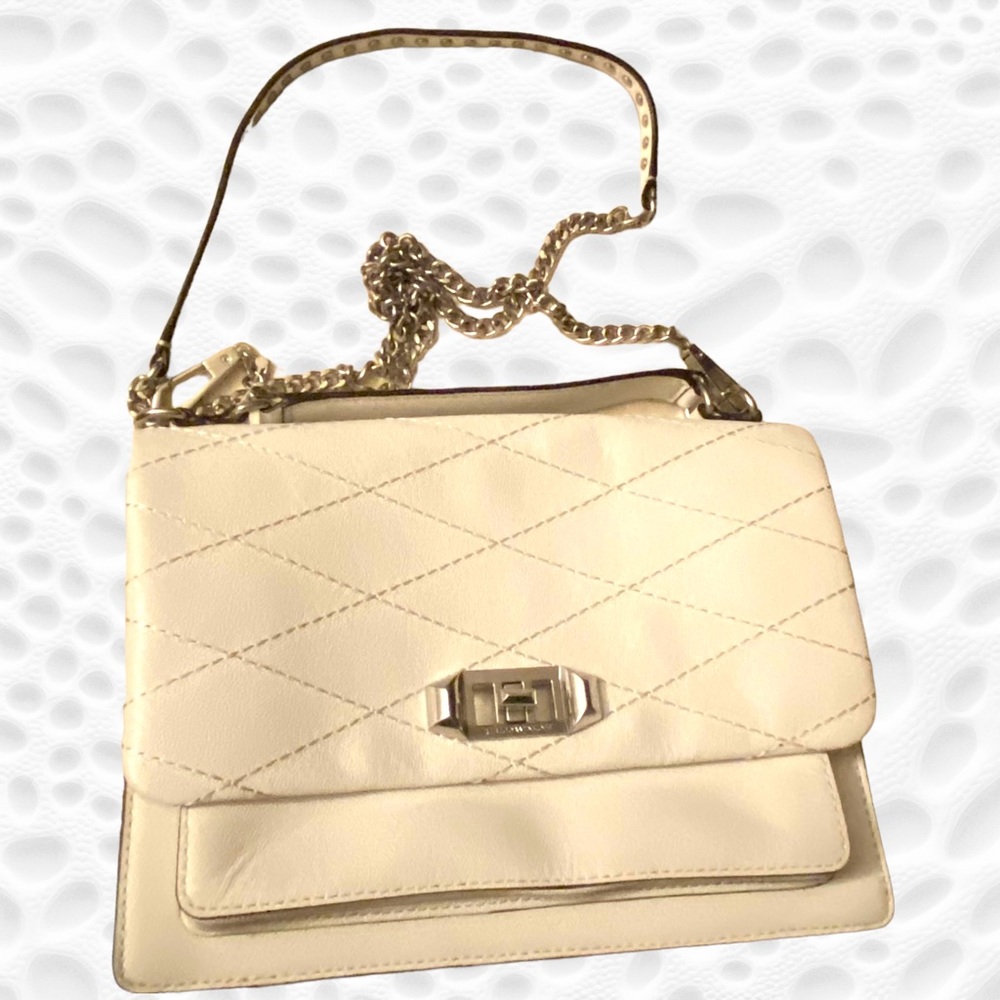 Rebecca Minkoff Je T’aime Cream Leather Convertible Medium Satchel Crossbody